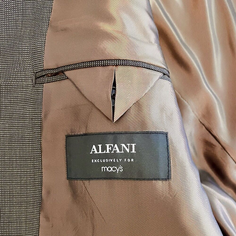 ALFANI 3 Button Fully Lined Silk Wool Blazer Sport Coat Brown Mens 42L NWT - Picture 5 of 6